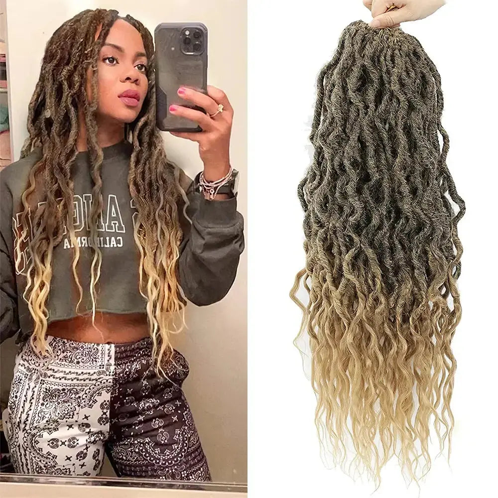 1 Pack TWL | Toyotress® Faux Locs Goddess Locs Crochet Hair Soft Locs Pre Looped Crochet Braids with Wavy Curly Ends Queen Locs Toyotress